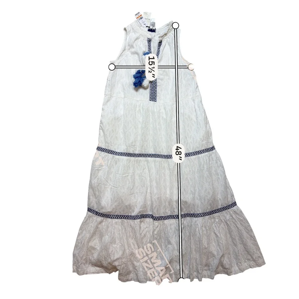 Tommy Bahama Womens White Cotton Clip Embroidery‎ Tiered Maxi Dress SS500115 S/P